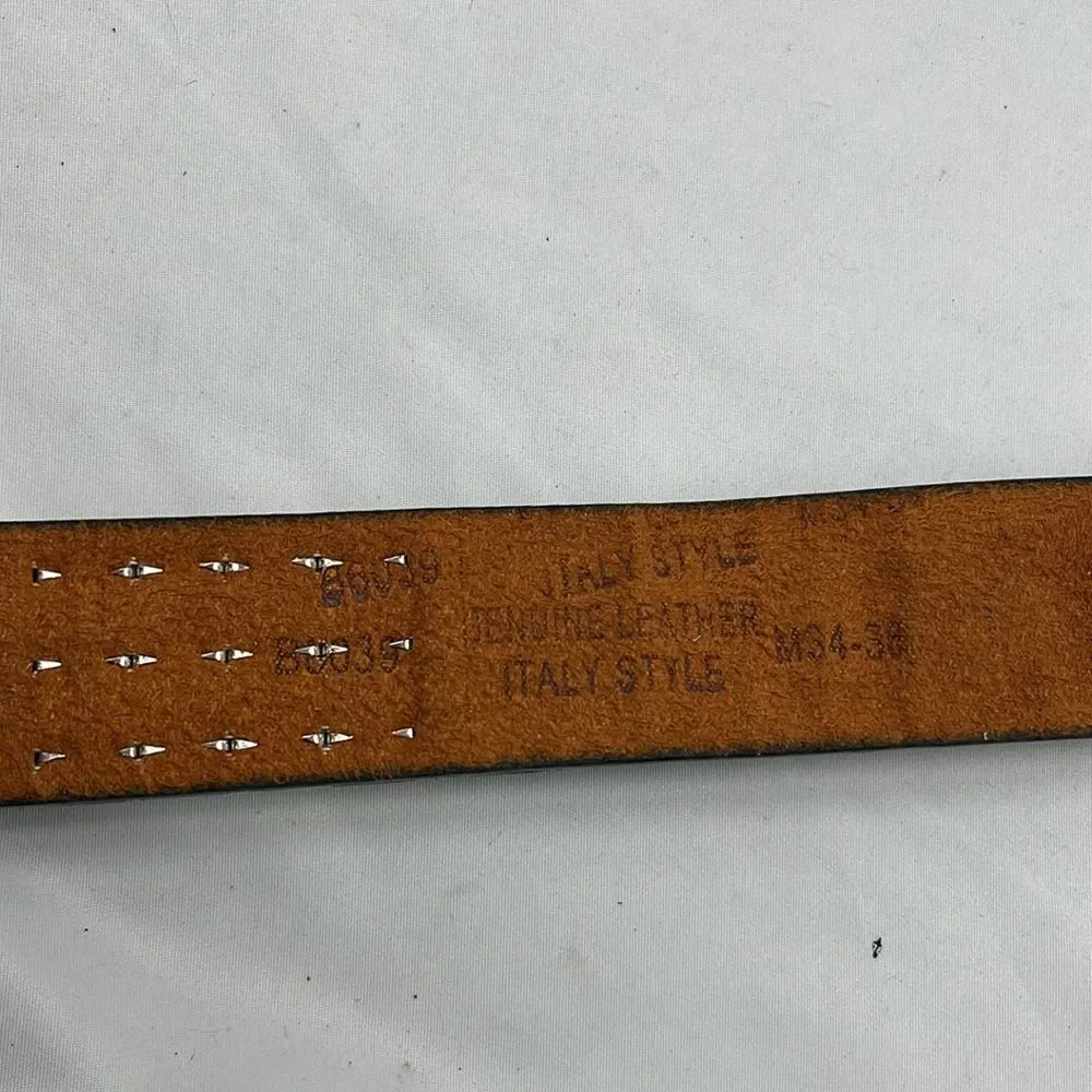 Vintage Y2K Black Leather Belt with Crowns and Studs